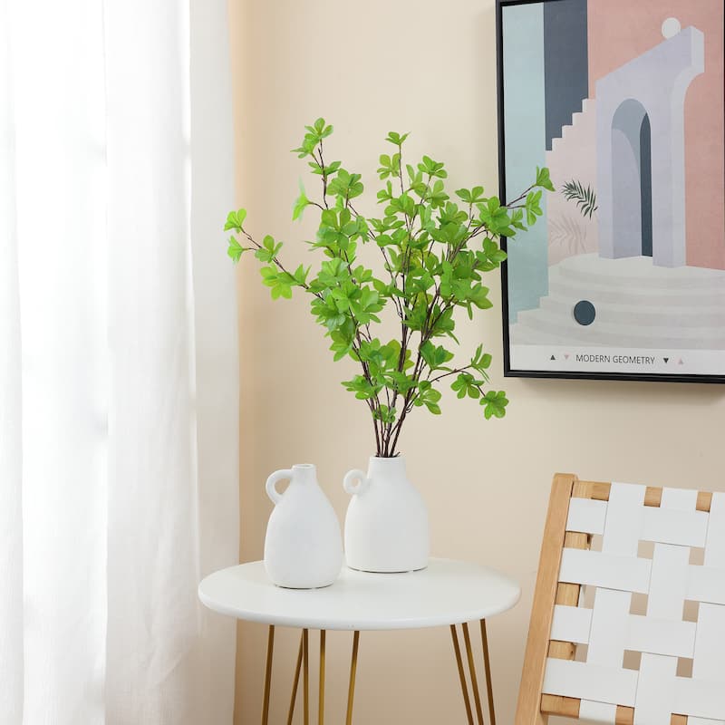 2-Piece White Ceramic Jug Round Vase Set