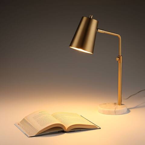 CO-Z 20-inch Adjustable Gold Desk Lamp with Marble Base - Antique Brass