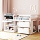 preview thumbnail 3 of 14, Twin Loft Bed with Rolling Desk, Shelf & Drawers - White Finish