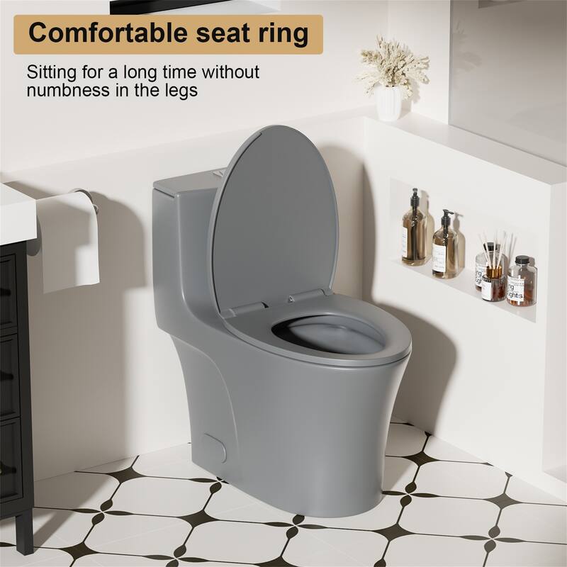 Modern Light Gray One-Piece Toilet with Tornado Flush