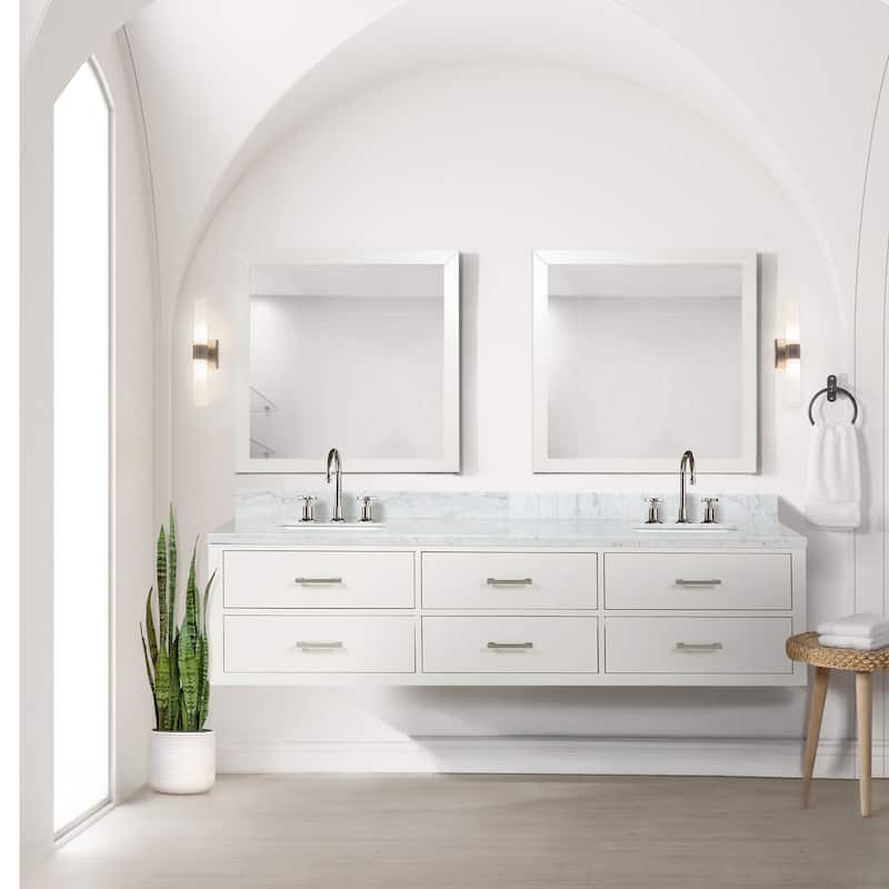 Lexora Castor Double Bath Vanity and Carrara Marble Top