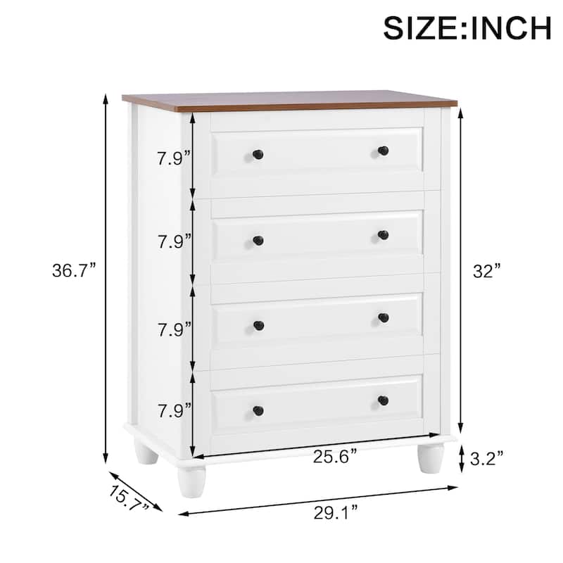 Anmytek Modern 4-Drawer Wood Dresser - Tall Storage Cabinet for Living Room, Entryway, Hallway
