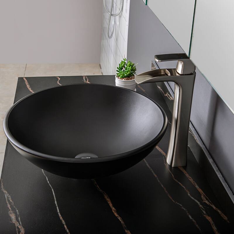 Vinnova Glass Circular Vessel Bathroom Sink without Faucet