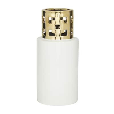 Ceramic Decorative Vase with Gold Cut Out Accents - White - CosmoLiving by Cosmopolitan