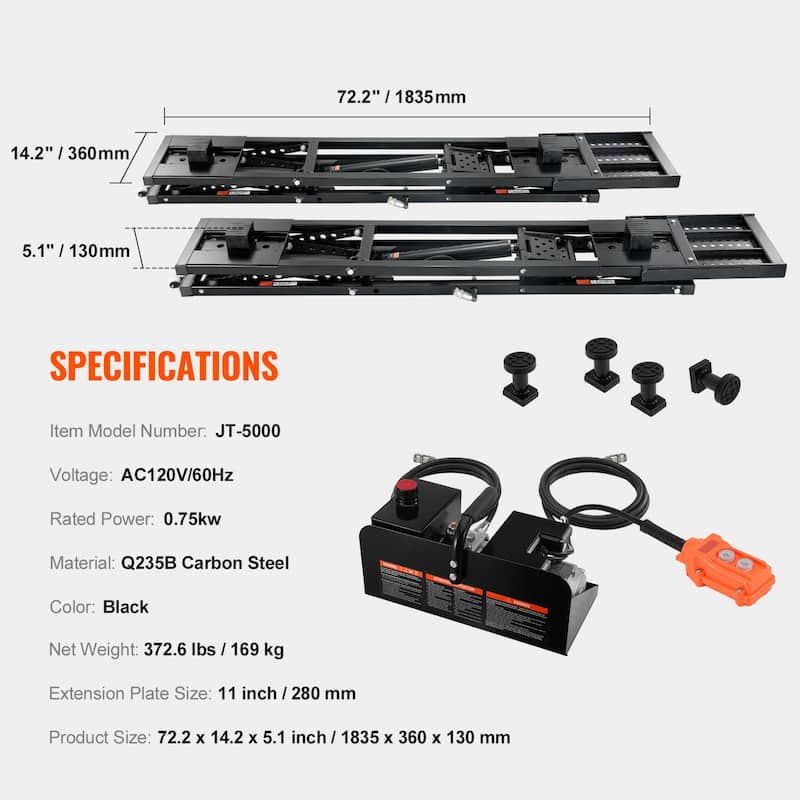 Car Lift with 120V Power Unit, Auto Car Jack Lifts for Home Garage Shop