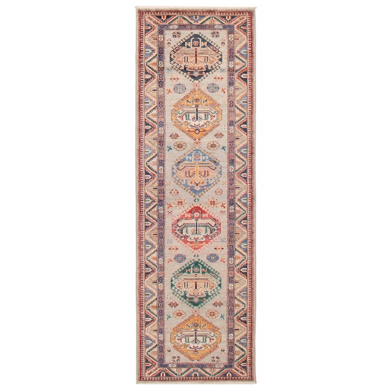 ECARPETGALLERY Hand-knotted Aryana Grey Wool Rug - 2'7 x 8'2 - Light Grey - 2'7 x 8'2