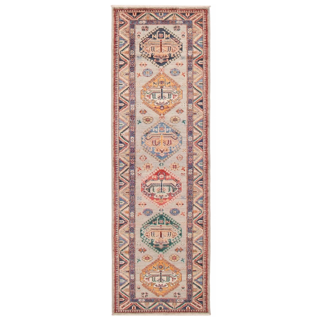 ECARPETGALLERY Hand-knotted Aryana Grey Wool Rug - 2'7 x 8'2