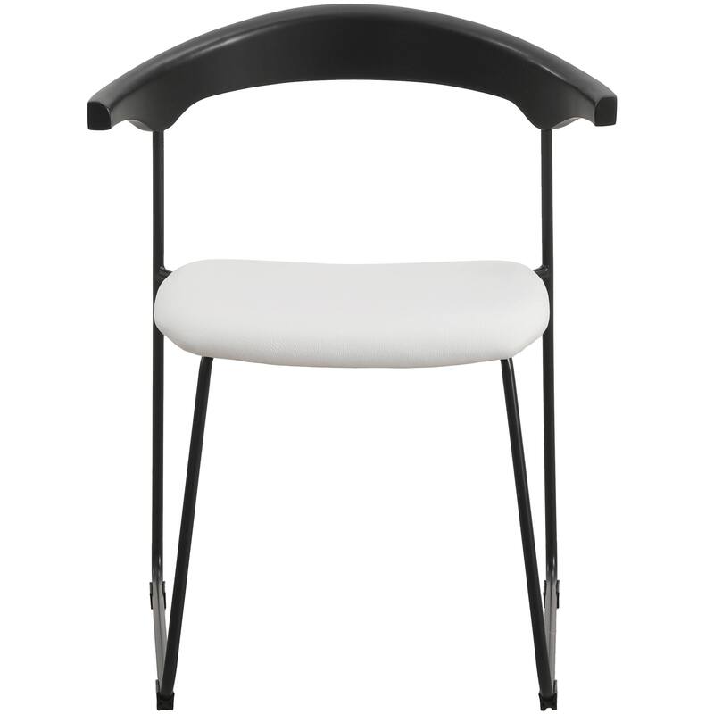 Dining Chair in Leather with Beech Back and Iron Legs Set of 2