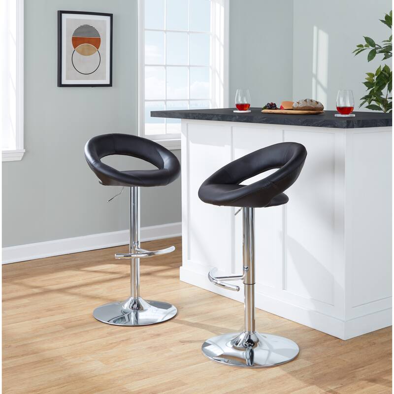 Silver Orchid Poppy Adjustable Bar Stool with Rounded T Footrest (Set of 2)