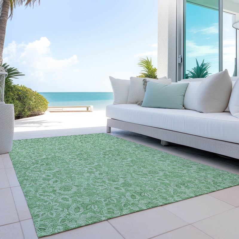 Machine Washable Indoor/ Outdoor Chantille Floral Rug