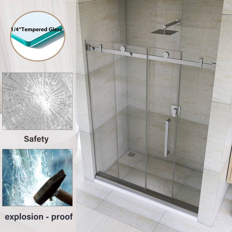 60" x 76" Sliding Frameless Shower Door - 60'' x 0.38'' x 76''
