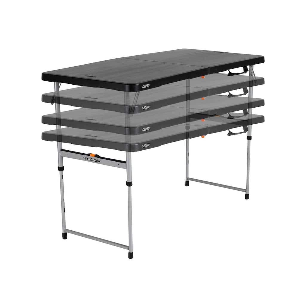 Lifetime 4-Foot Fold-In-Half Adjustable Table, Black (Light Commercial)