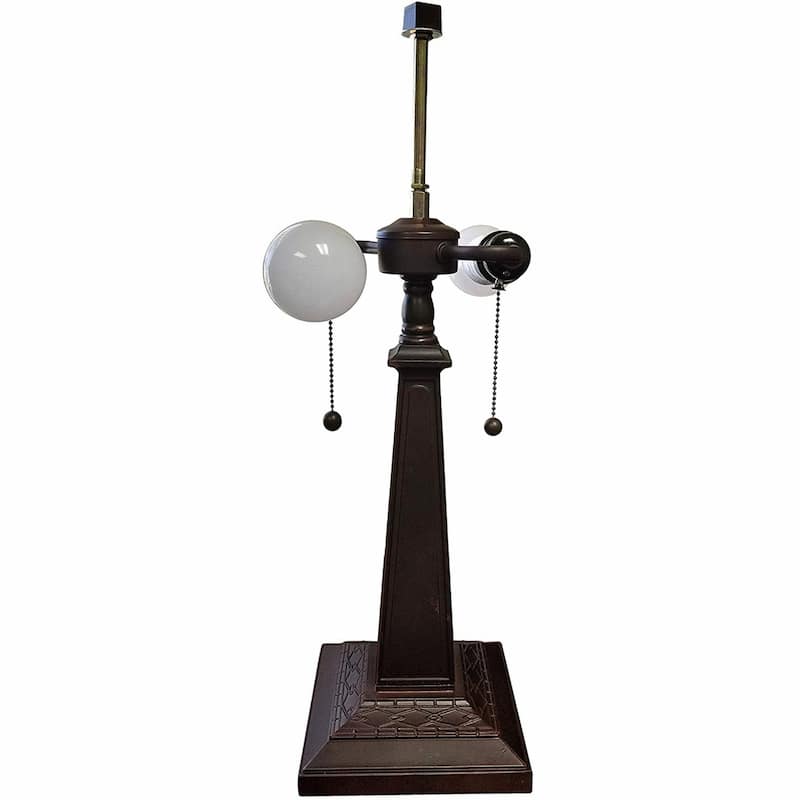 22-Inch Dark Brown Metal Two Light Table Lamp with White Shade - 21.00" x 22.00" x 11.00"