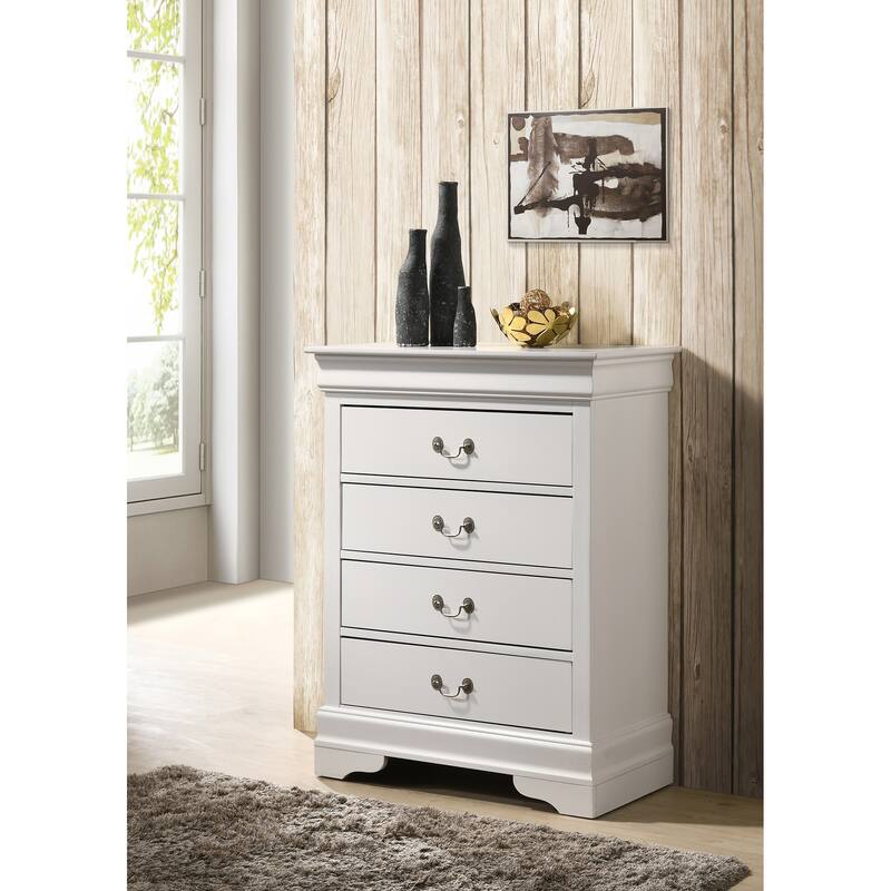 Passion Furniture Louis Phillipe Cherry 4 Drawer Chest of Drawers - 31"L x 16"W x 41"H