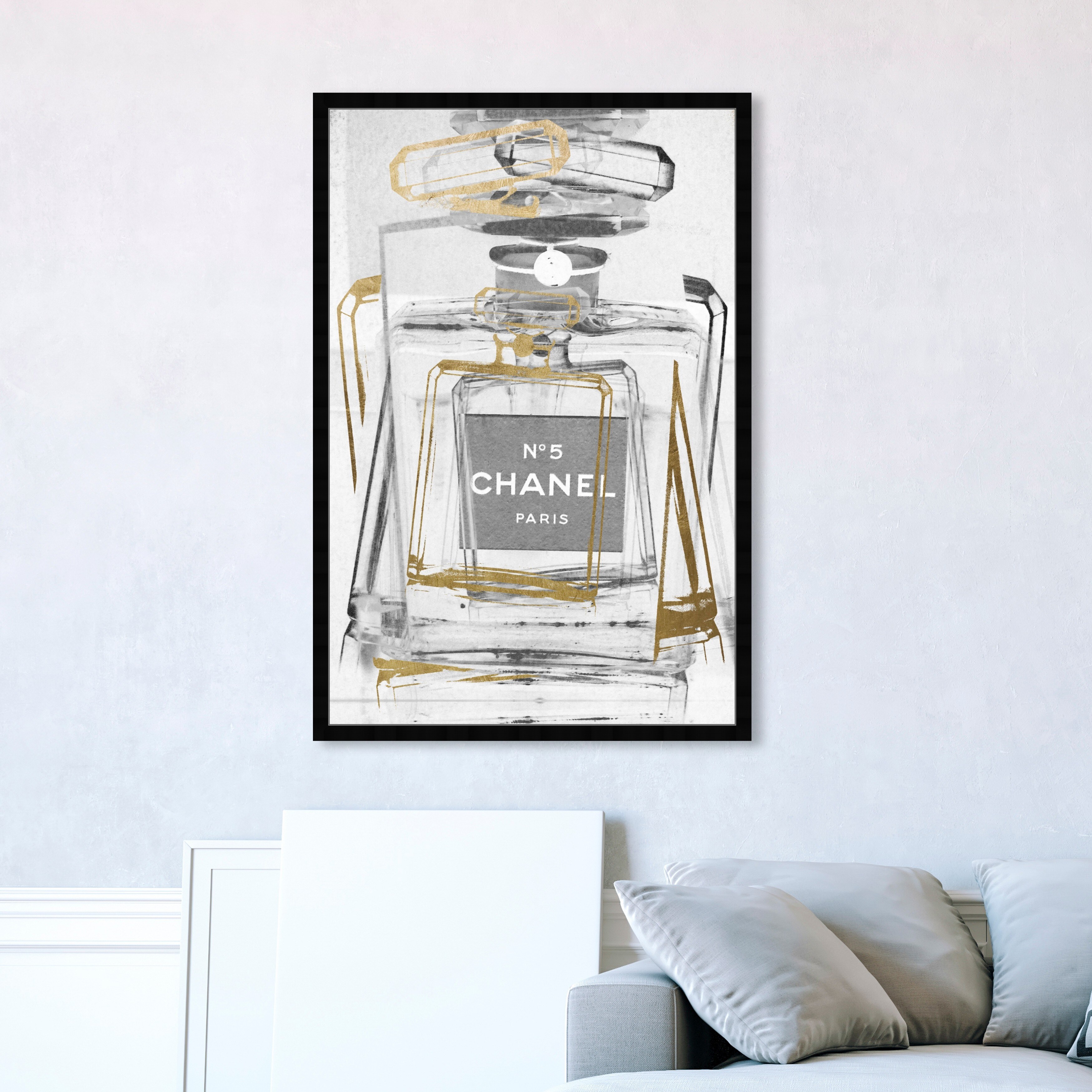 Oliver Gal 'Infinite Glam Gold' Fashion and Glam Wall Art Framed Canvas  Print Perfumes - Gray, Black - On Sale - Bed Bath & Beyond - 31794432