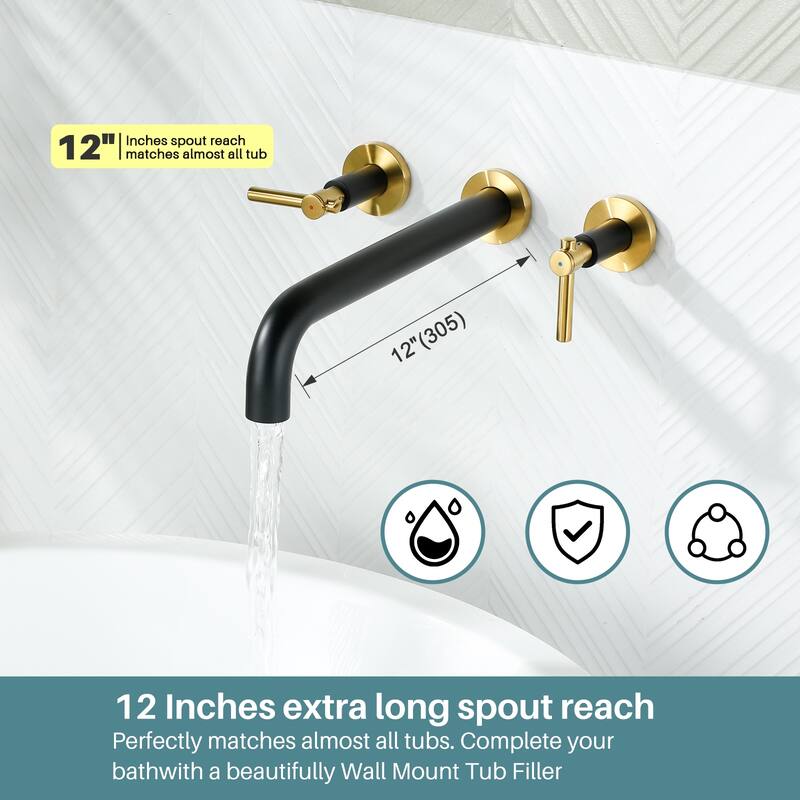 WOWOW Stainless Steel Wall-Mounted 12-Inch Bathtub Filler