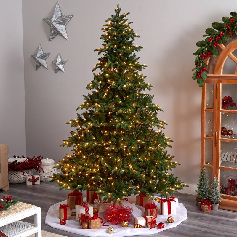 8ft. Spruce Artificial Christmas Tree with 700 Warm White Lights & 3412 Branches - Towering Holiday X-Mas Centerpiece