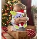 preview thumbnail 5 of 4, DolliBu Santa Sitting Purple Moose with Scarf Stuffed Animal Plush Toy - 12 inches