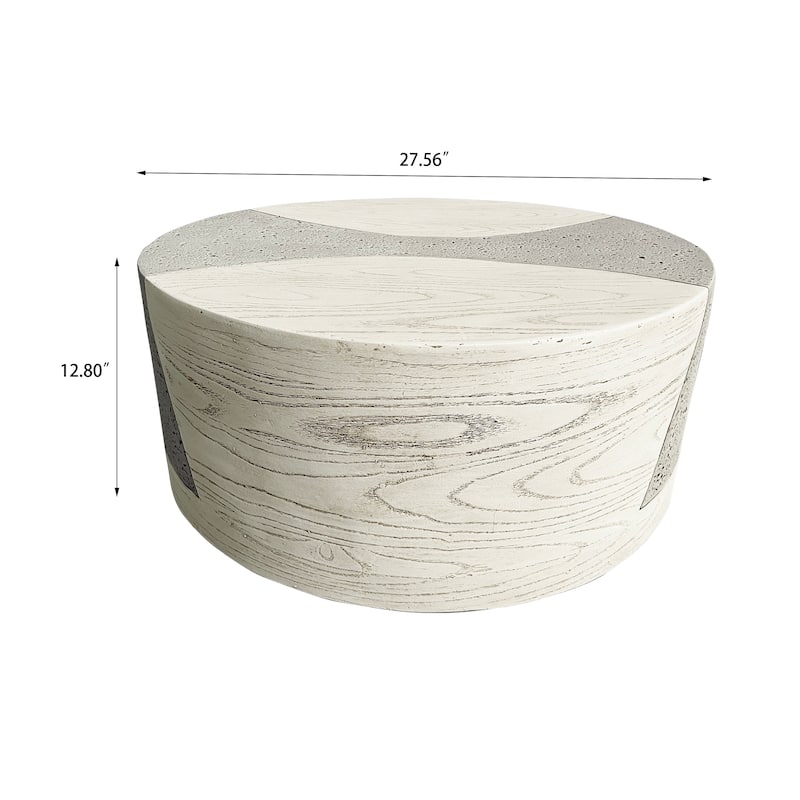 28" Round MGO Coffee Table with a Natural Stone & Wood-Look Finish