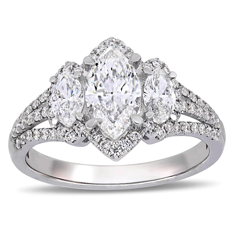 Miadora 1 1/2 - 1 3/4ct TDW 14k White Gold Engagement Ring
