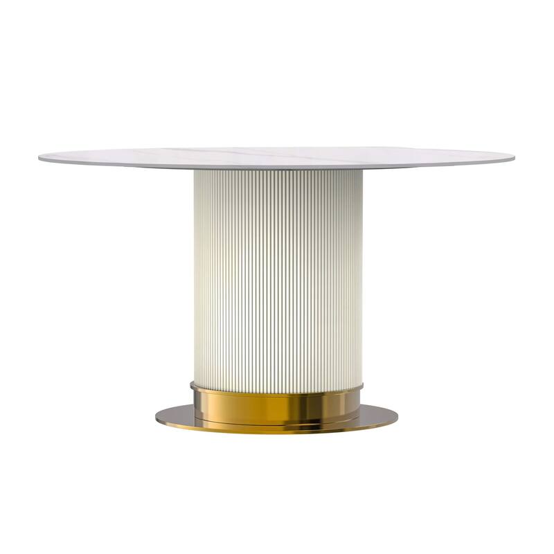 Jexis Round Dining Table with Glass/Sintered Stone Tableop