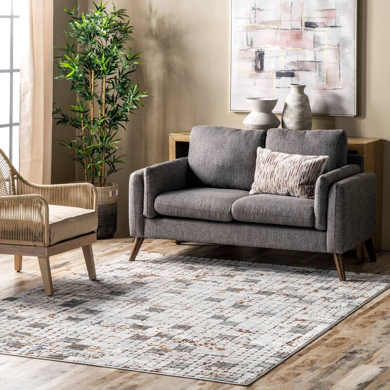 Nuloom Dallas Abstract Tiles Area Rug - 5' x 8' - Light Grey