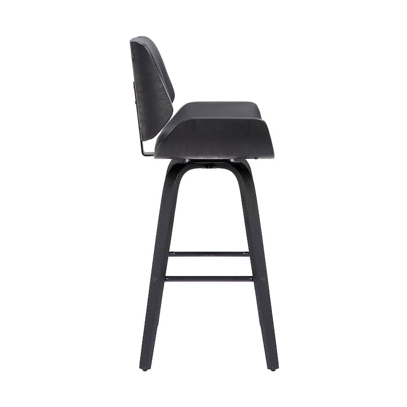 Tyler Mid-Century Swivel Bar Stool, Upholstered Counter Height Chair with Bentwood Legs