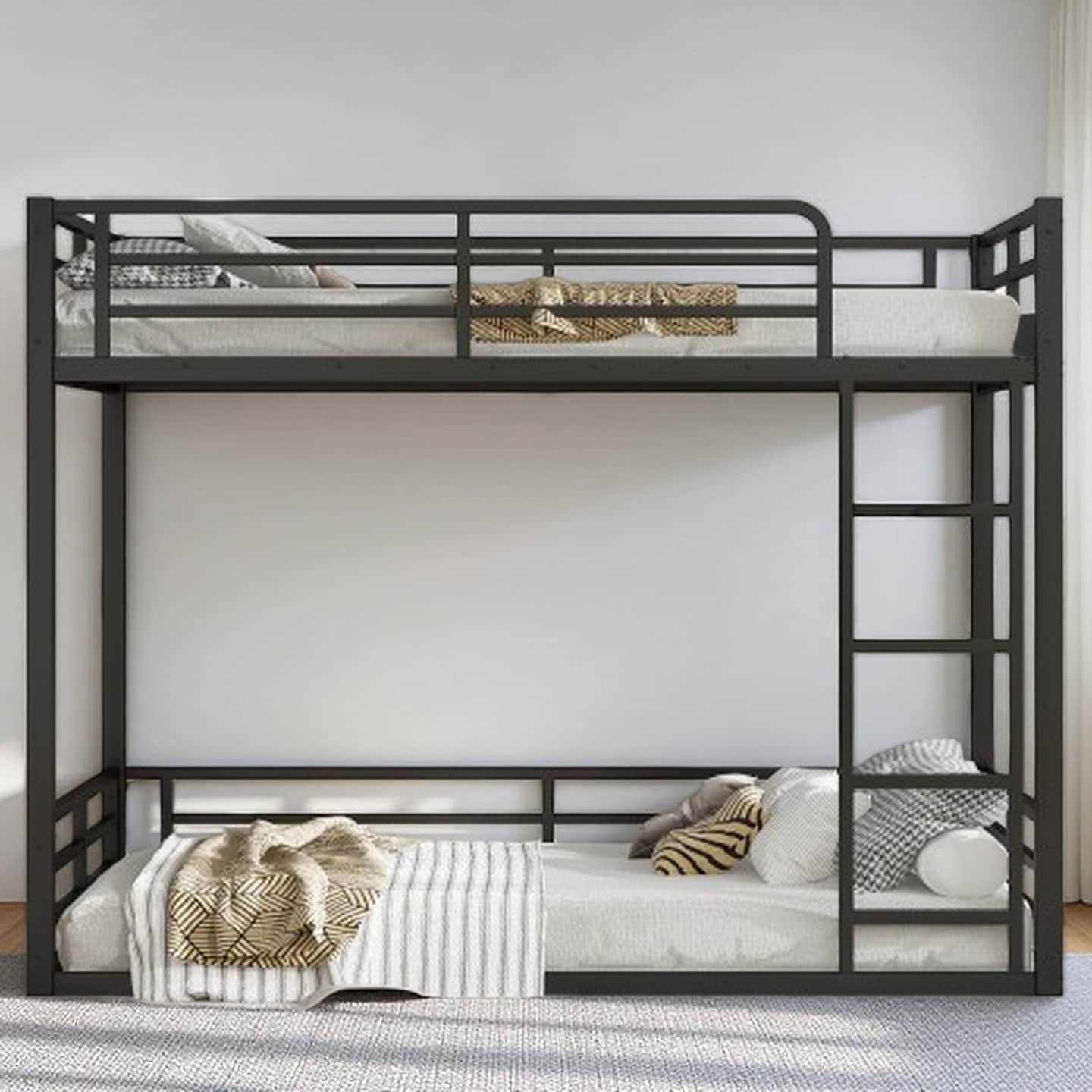 Queen over Queen Metal Bunk Bed, Sturdy Frame, Noise-Free Design, No Box Spring Required