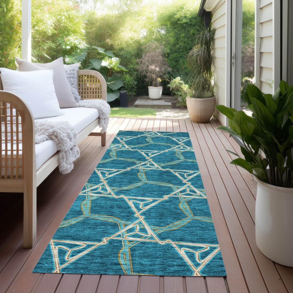 Machine Washable Indoor/ Outdoor Transitional Links Chantille Rug