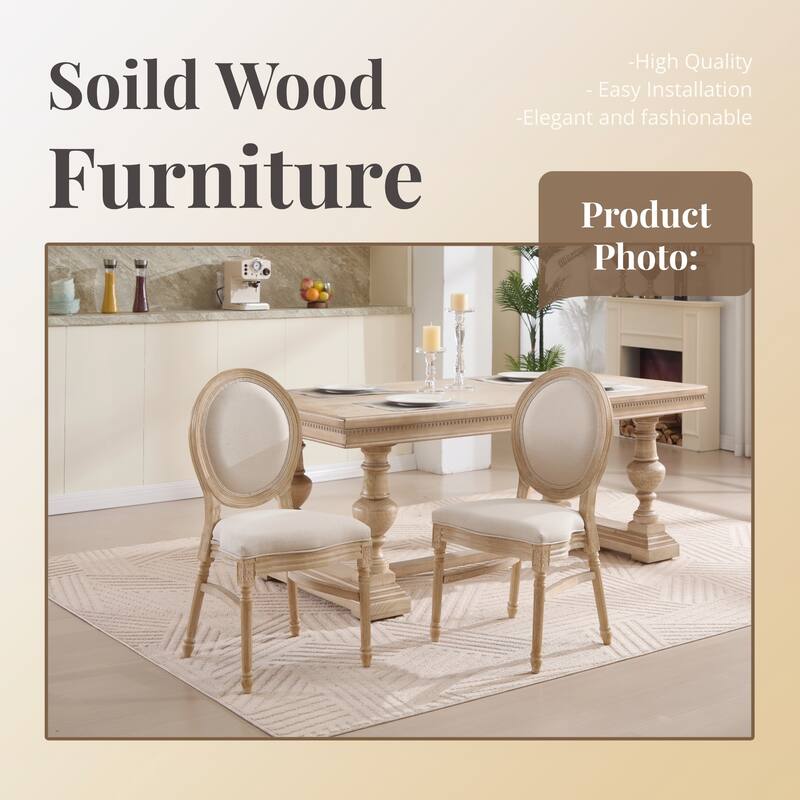 French Country Wire Drawing & Carving Techniques Dining Chairs with Backrest (Set of 2)