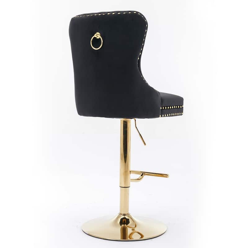 Modern Adjustable Seat Height Swivel Barstools with Tufted Back - Set of 2