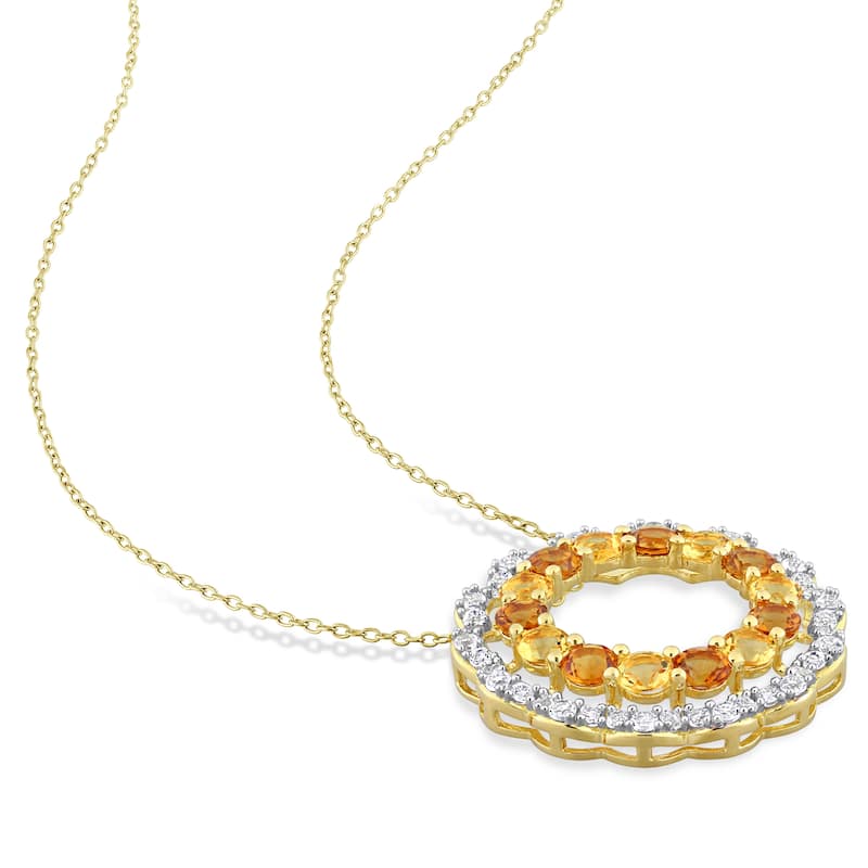 Miadora Citrine Madeira Citrine & White Topaz Open Necklace in Yellow Plated Sterling Silver