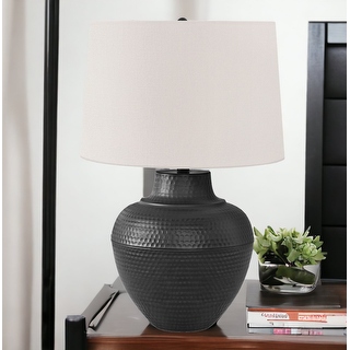 Homeroots 26 Black Metal Urn Table Lamp with Cream Empire Shade 17