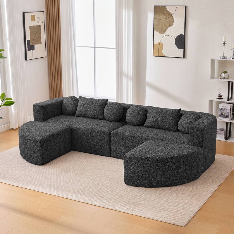 114.9" Modular Sectional Sofa - Boneless Deep Seating Couch with Curved Design, Free-Combined Config