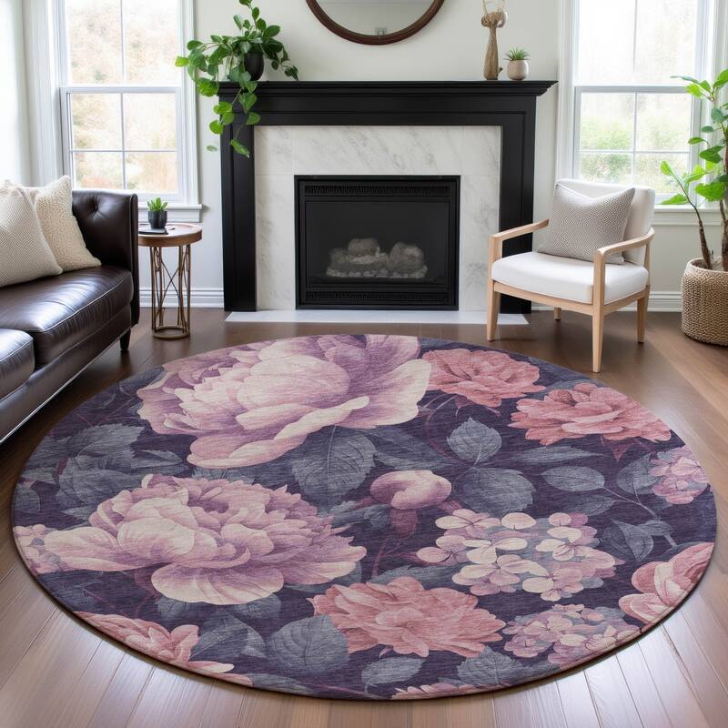 Premium Washable Super Soft Floral Mayfield Rug - Pink - 8' x 8'