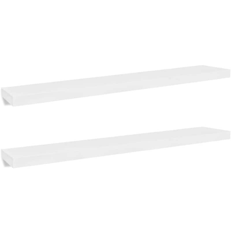 Floating Wall Shelf Set of 2, Spacious White Frame, 47 Inch