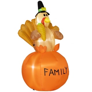 4.9ft Inflatable Thanksgiving Decoration Turkey, Blow Up Outdoor LED Yard Display