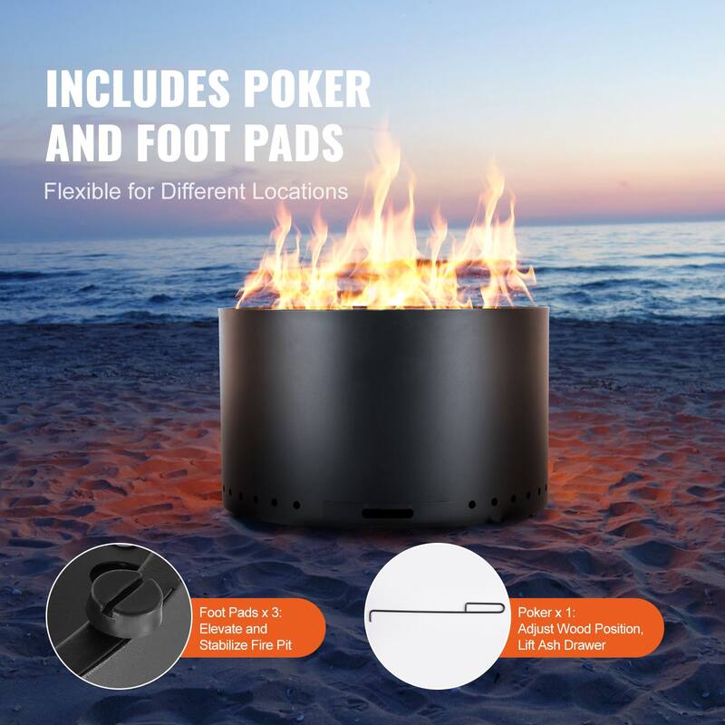 Stainless Steel Smokeless Fire Pit for Patio, Wood Stove