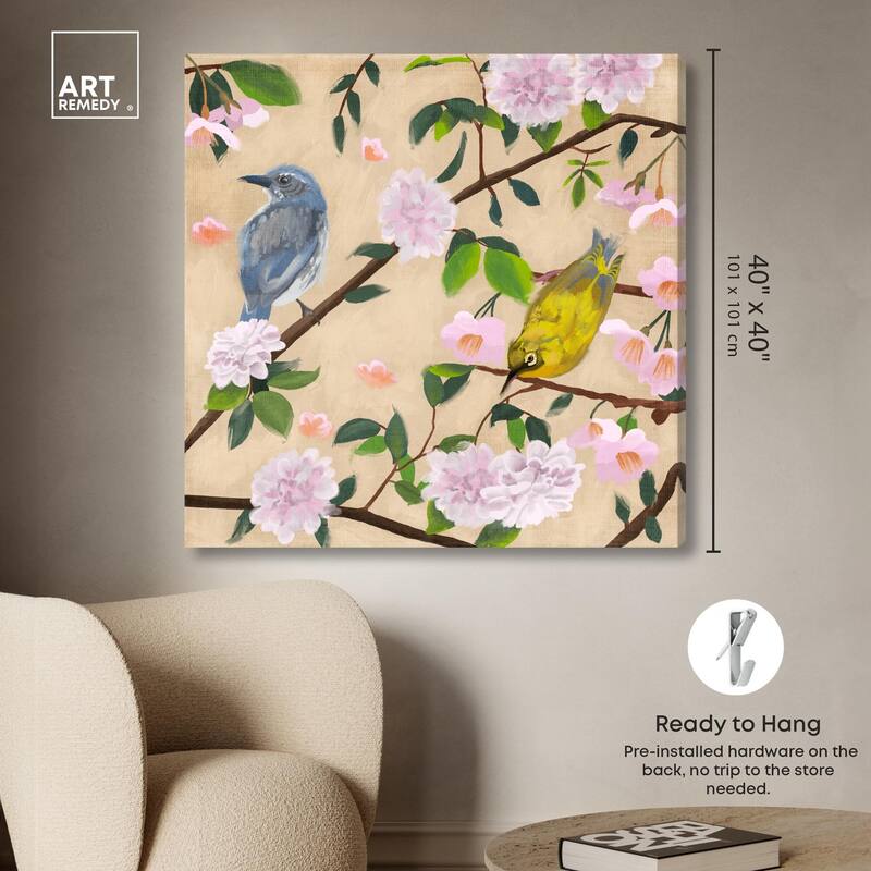 Birds Cuddle Canvas by Art Remedy, Gallery Wrapped