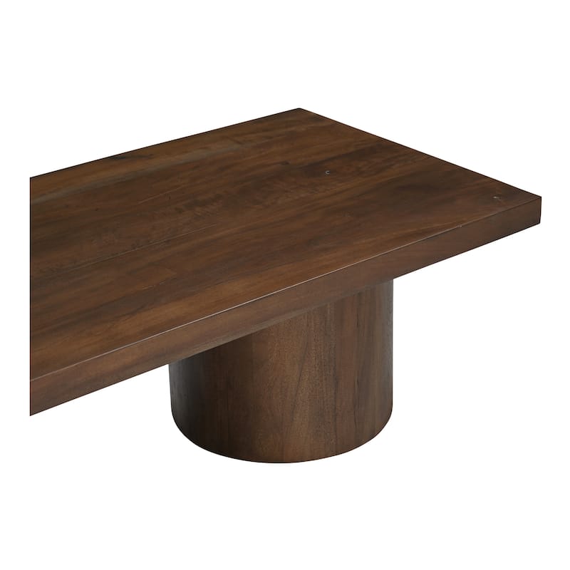 NADAAL STUDIOS Elowynne Coffee Table, Reclaimed Neem Wood with Twin Cylindrical Bases, Warm Brown