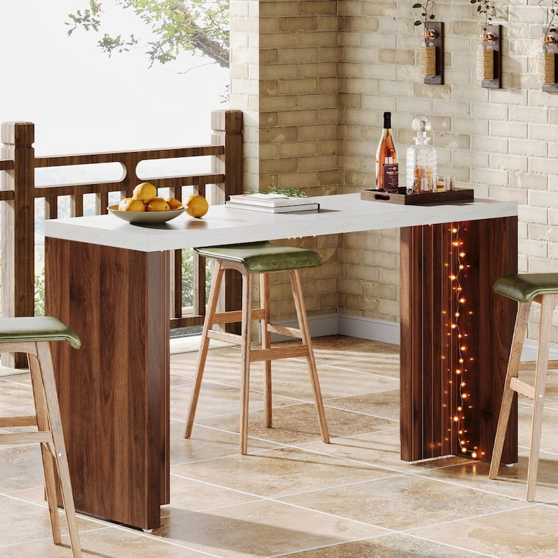 Home Bar Unit, 55.12-Inch Bar Table with Large Tabletop - 55.12" L x 19.69" W x 35.83" H