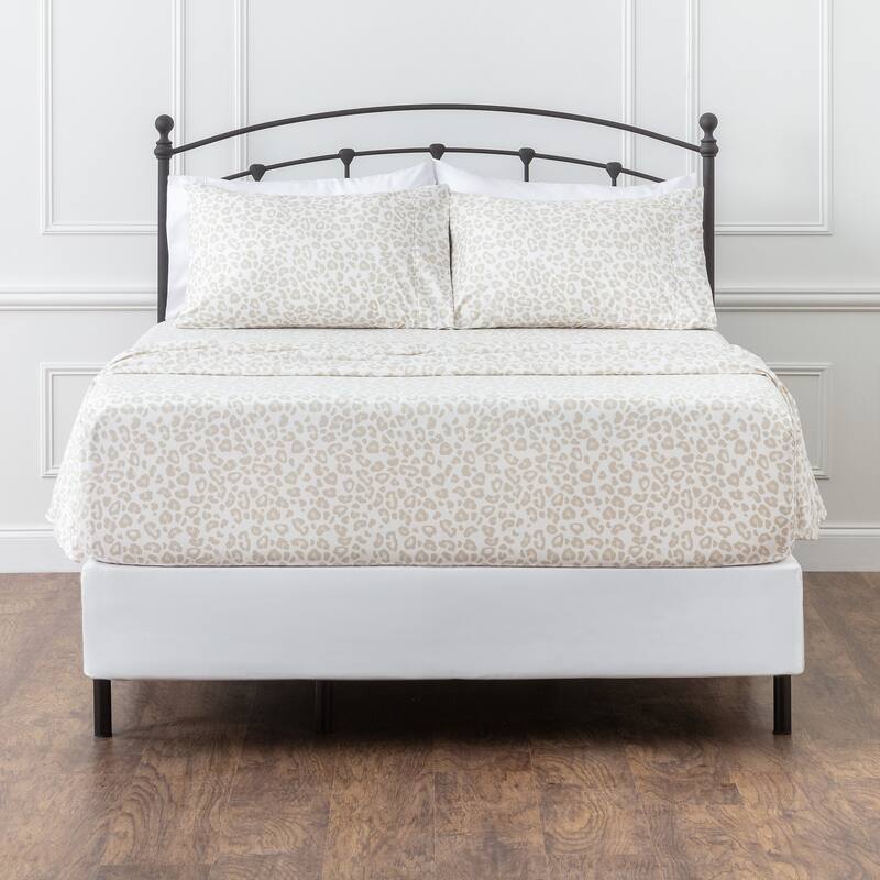 Chanasya Leopard Animal Print Ultra Soft Microfiber Sheet Set