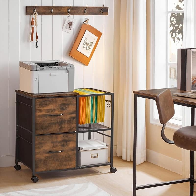 File Cabinet 2 Fabric Drawer Lateral Filing Cabinet fits A4 or Letter Size - 15.4"D x 27.9"W x 25.8"H