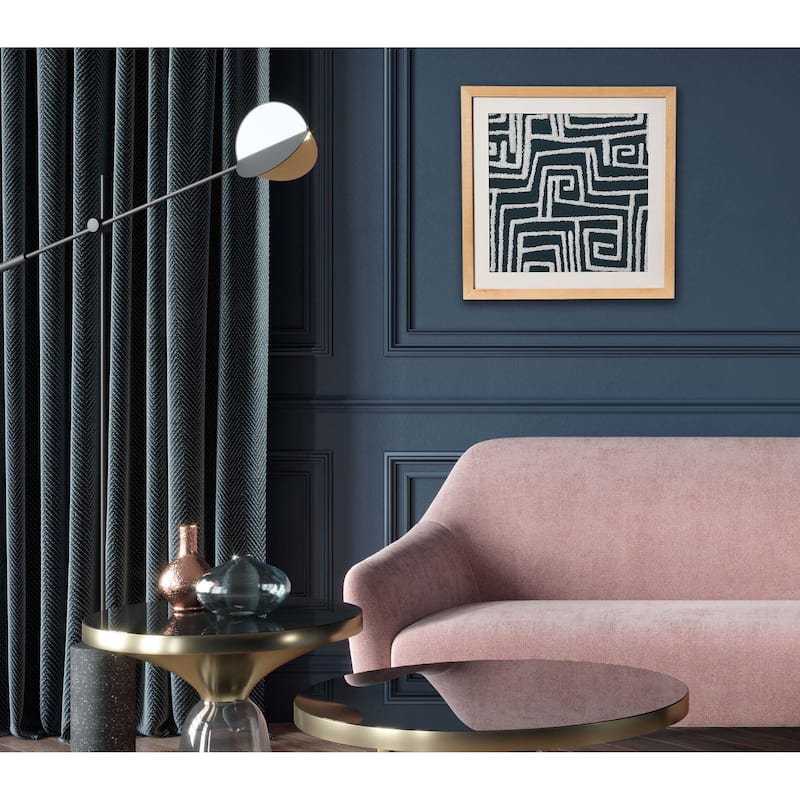 18" Square Tufted Abstract Embroidery in Wood Frame