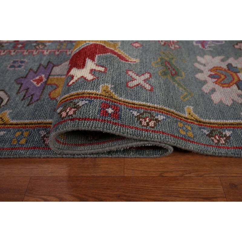 All-Over Gray Oushak Oriental Area Rug Handmade Wool Carpet - 9'3" x 11'7"