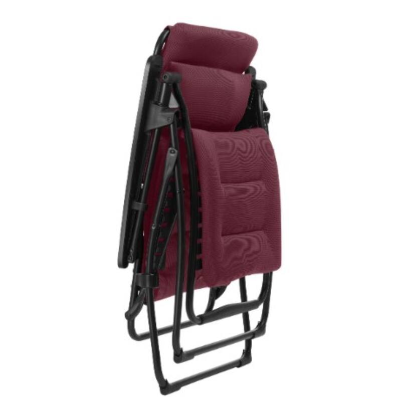 28 Inch Red Steel Outdoor Zero Gravity Chair with Removable Cushion - 32.7" x 27.5" x 46"