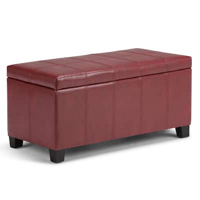 Modern Storage Ottoman Bench - Radicchio Red