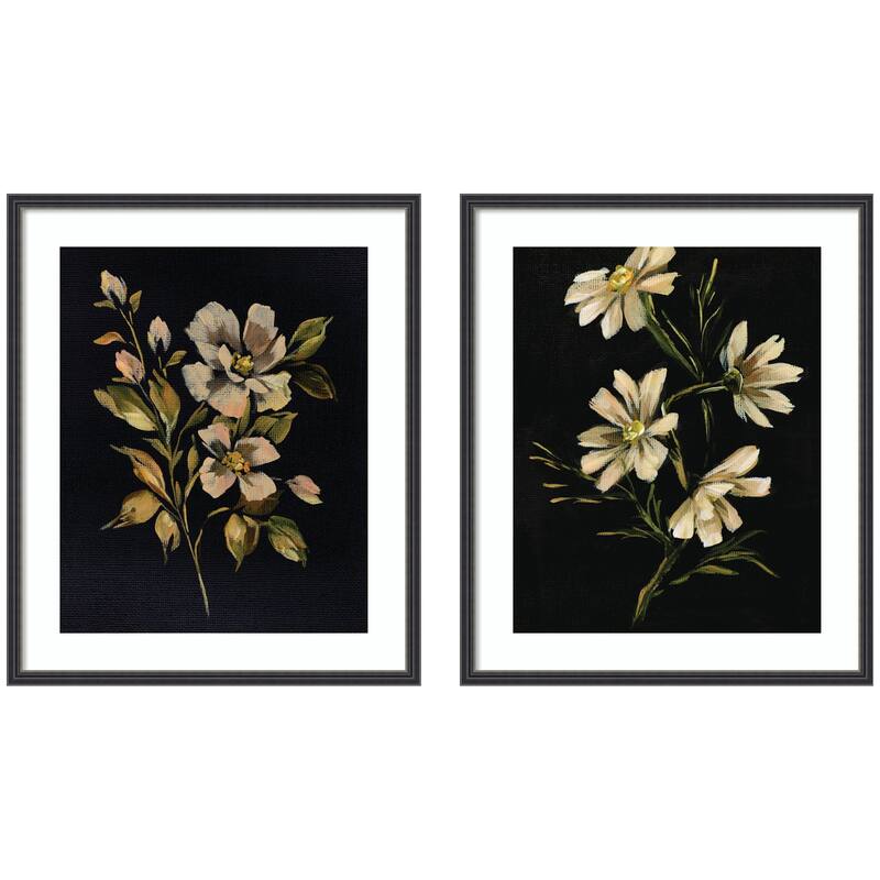 Kate and Laurel Moody Floral 4 & 7 2 Piece Framed Wall Art Print Set by Annie Quigley - 2 Piece Set 21x25
