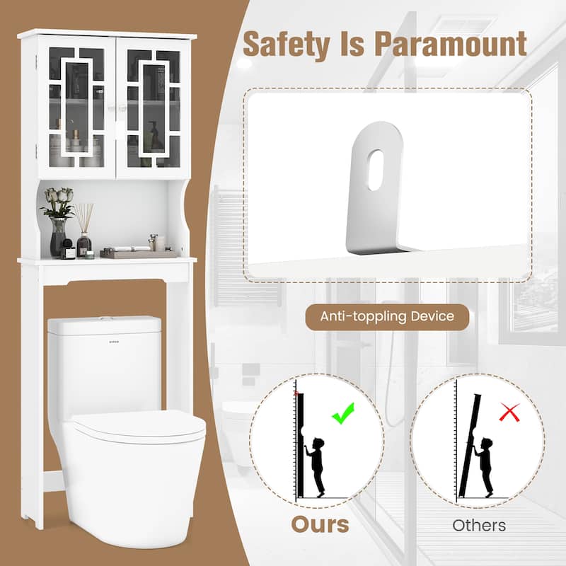 Gymax White Bathroom Over The Toilet Space Saver Storage Cabinet - See Details