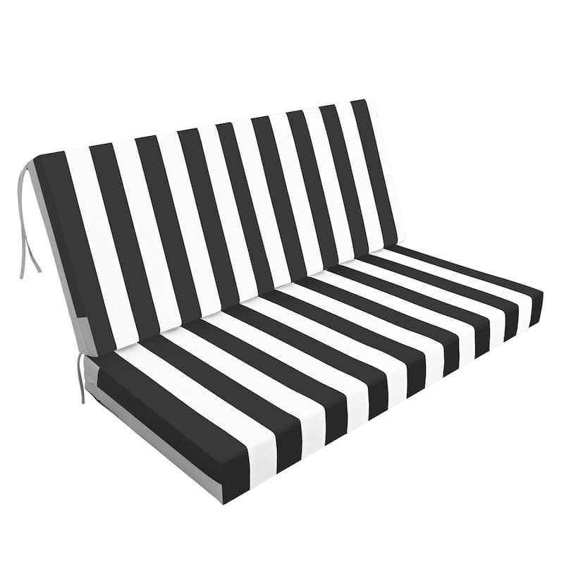 Outdoor Deep Seat Cushions For Patio Furniture, Waterproof Replacement Patio Chair Cushions(1xseat+2xback Cushion) - Black White